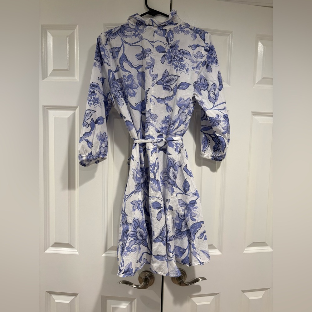 Cynthia Steffe White and Blue Patterned Mini Dress - Picture 2 of 5